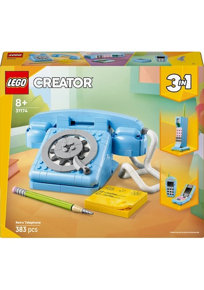 LEGO® Creator 3'ü 1 Arada Retro Telefon 31174 - 8 Yaş ve Üzeri 1980'ler veya 2000'ler Modeli Yaratıcı Oyuncak Yapım Seti (383 Parça)