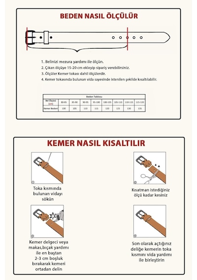 Parscraft Dayanıklı Hakiki Deri Kemer 4,5 Cm Geniş Taba Erkek Kot Pantolon Kemeri