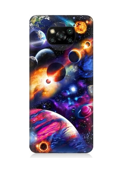 Xiaomi Poco X3 Uyumlu Uzayda Gezegenler Ve Galaksiler Desenli Silikon Kılıf
