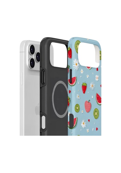 Apple iPhone Uyumlu 17 Pro Max Vorian Çift Katmanlı Magsafe Kılıf Fruit Confetti Sky