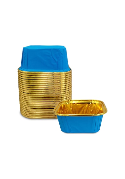 Kafem Muffin Kek Kapsülü Kare Mavi-altın 25li X 5 Paket - K36 Mavi + Altın