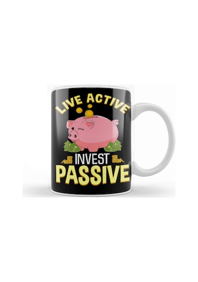 Live Active Invest Passive Piggybank Investing Kupa Bardak Porselen Karışık