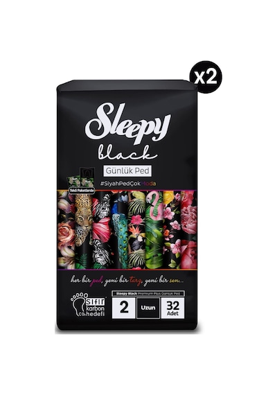 Sleepy Black Premium Plus Günlük Ped Uzun 64 Adet