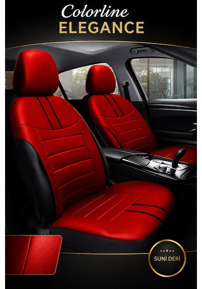 Opel Astra 2004 Ve Sonrası Uyumlu Colorline Elegance Deri Kırmızı Siyah Koltuk Kılıfı