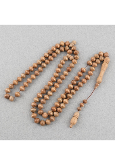 Plesenk Ağacı 99luk İstanbul Kesim 9x10mm Namaz Tesbihi Açık Kahverengi
