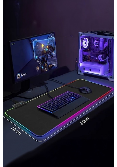 Thentech 80x30cm Rgb Ledli Mousepad Xl Boy Açılır Kapanır Işıklı Profesyonel Kullanıma Uygun Rgb Led Mousepad