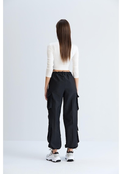 Sortie Collection Kargo Cepli Paraşüt Pantolon Siyah-siyah Siyah
