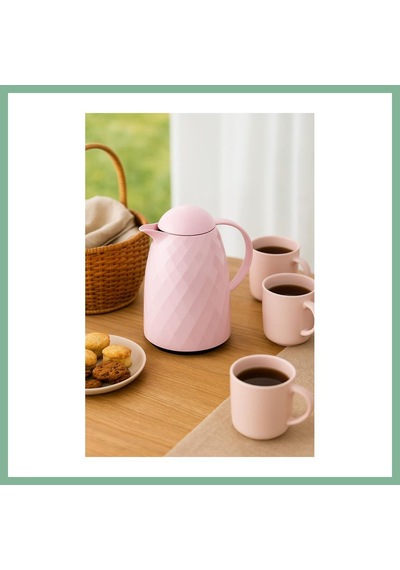 Bşkvirgo 1 Lt Akrilik Soft Pembe Çay Termosu 12 Saat Sıcak 24 Saat Soğuk Bsk2026