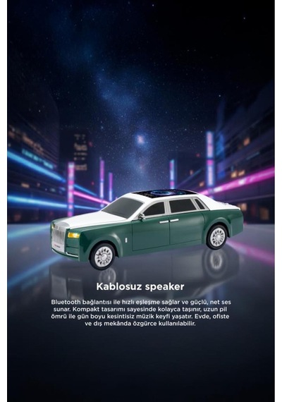 Bluetooth Hoparlör Rolls-royce Görünümlü Araba Led Ekranlı 15w Tws Fm Usb Speaker D82