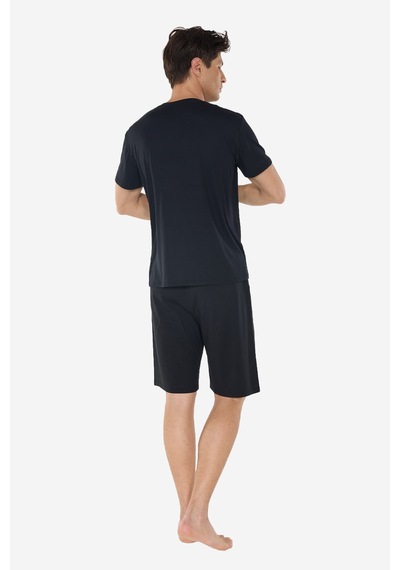 Malabadi Erkek Siyah Bisiklet Yaka Micro Modal Extra Yumuşak Şortlu Pijama Takımı 6031
