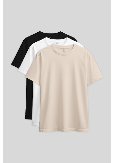 Standart Fit Basic O Yaka 3lü Paket Siyah-beyaz-bej Kadın T-shirt - 97311 Siyah - Beyaz - Bej