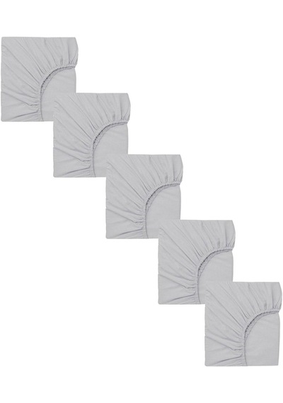 5 Adet Pamuklu Ve Lastikli 60 X 120 + 15 Cm Penye Bebek Çarşaf-gri