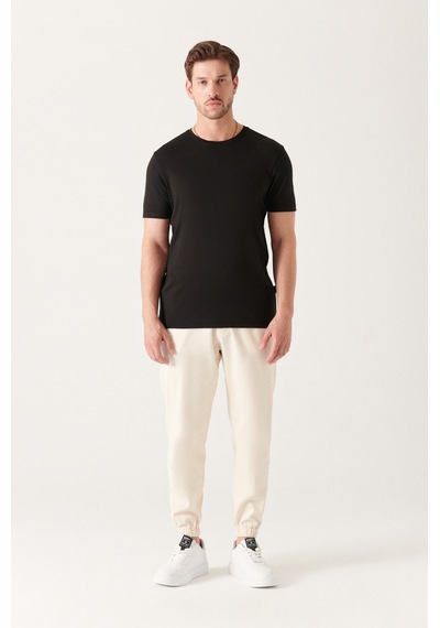 Avva Erkek Siyah Ultrasoft Bisiklet Yaka Düz Standart Fit Normal Kesim Modal T-Shirt B001171 Siyah