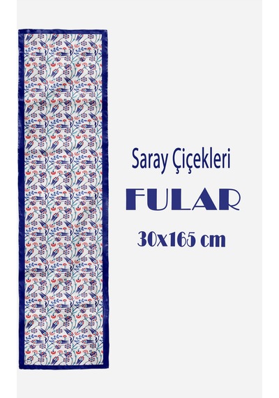 Saray Çiçekleri Desen Şık & Zarif Kadın Aksesuarı Saten Fular 30x165cm Çok Renkli