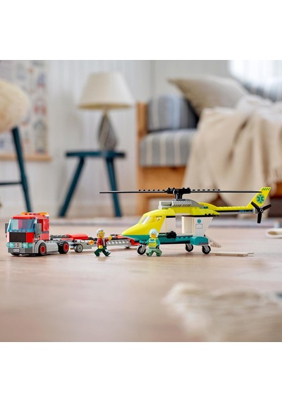 City Kurtarma Helikopteri Nakliyesi 60343-5 Yaş Ve Üzeri Çocuklar İçin Oyuncak Yapım Seti 215 Parça