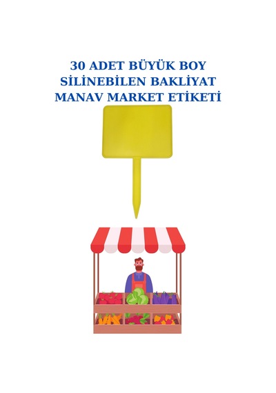Yaz Sil Büyük Boy Sapla Bakliyat Etiketliği 30 Adet Manav Pazarcı Etiketi 001 Sarı