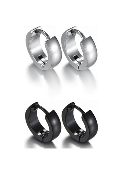 Bombeli Unisex Geniş Erkek Çelik Küpe Çifti 2 Renk 6 MM Mse7