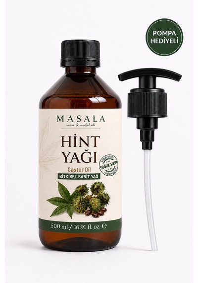 Soğuk Sıkım Hint Yağı 500 Ml %100 Saf Castor Oil, Kilitli Kapak Ve Pompa Hediyeli