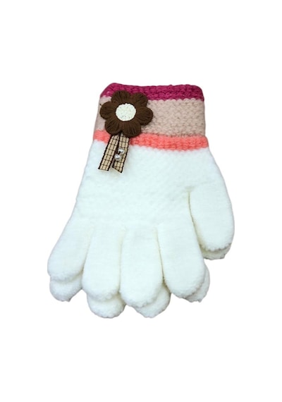 Kitti 3-6 Yaş Kız Çocuk Örme Eldiven K25220-02 Ekru