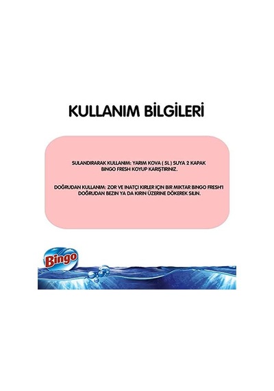 Bingo Fresh Yüzey Temizleyici, Lovely, 2,5 Lt 1000'li Set
