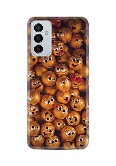 Samsung Samsung Galaxy Uyumlu A04s Kılıf Resimli Desenli Silikon Platinium Series Gold Emoji 1877