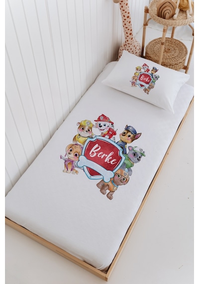 İsme Özel %100 Pamuk Bebek Ve Çocuk Tek Kişilik 165 X 225 Cm Pike Takımı-paw Patrol Beyaz