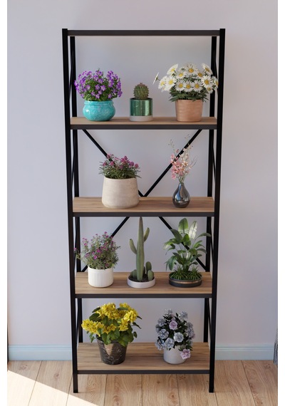 Titan Saksılık Saksı Çiçek Standı Rafı Dekoratif Çok Amaçlı Saksılık 150x60cm Atlantikçam Kahverengi