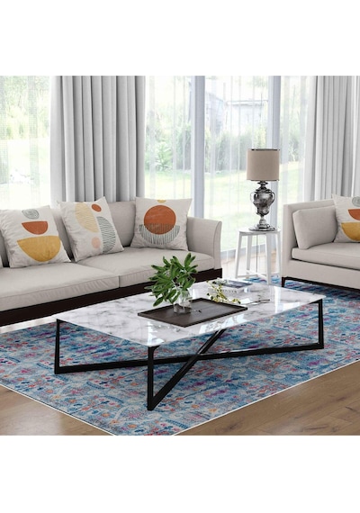 Kaymaz Taban Yıkanabilir Halı Mutfak, Salon, Yatak Odası İçin Modern Dijital Baskı Halı Slnhalı39 - 0131 Çok Renkli