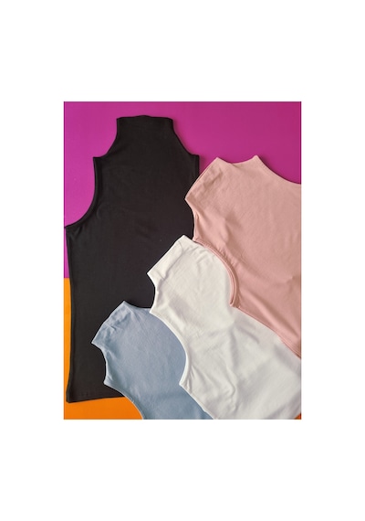 Demirsa Boutique Balıkçı Yaka, Sıfır Kol Modal Kumaş Pudra, Mavi, Siyah Ve Beyaz Renk 4'lü Kadın Atlet Çok Renkli Demirsa Boutique Balıkçı Yaka, Sıfır Kol Modal Kumaş Pudra, Mavi, Siyah Ve Beyaz Renk 4'lü Kadın Atlet Çok Renkli