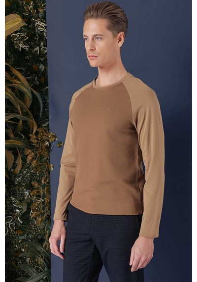 Efor Ts 872 Slim Fit Cappucino Spor T-shirt Kahverengi