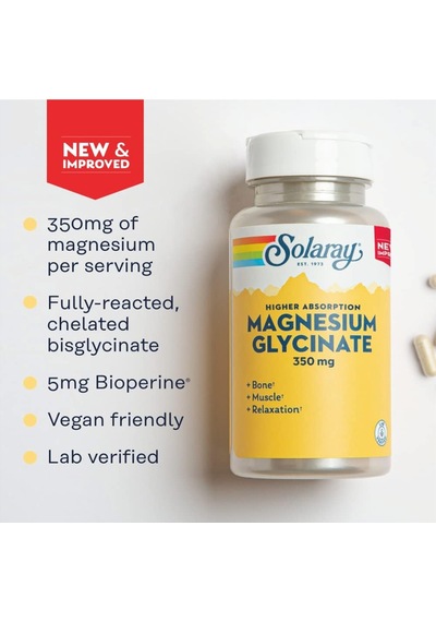 Solaray Magnesium Glycinate Fully Chelated Bisglycinate Biop...