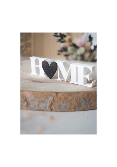 Dekoratif Home Yazısı - 3d Tasarım Kalpli Ev Aksesuarı - 21 Cm