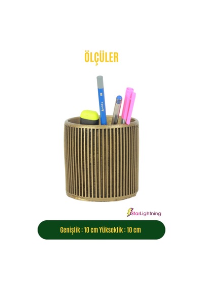 Kalemlik Altın Eskitme Renk Masa Kalemliği Organizer Kalemlik Model 1 Çok REnkli
