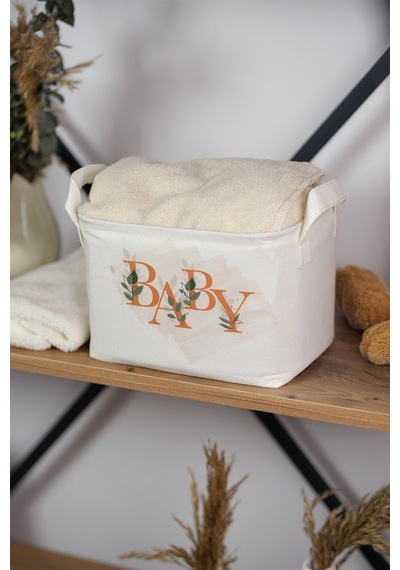 Baby Baskılı Dikdörtgen Katlanabilir Organizer Sepet 25 X 14 X 18