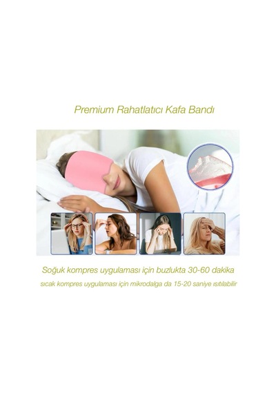 Premium Rahatlatıcı Jel Kafa Bandı Elastik Kadın Erkek Soğuk Sıcak Kompress Ağrı Uyku