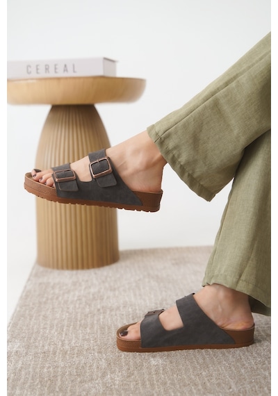 Daxtors Arizona Günlük Ortopedik Unisex Tokalı Terlik Kahverengi