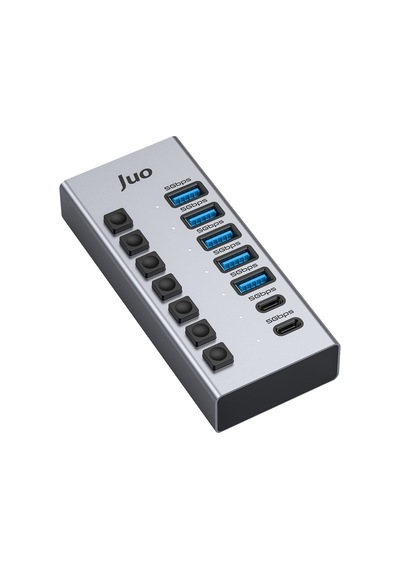 Juo Usb-a 7 Portlu Anahtarlı 5 Usb-a 2 Type-c 5gbps Usb 3.1 Çoklayıcı Dönüştürücü Hub