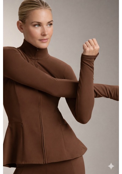 Gugus Kadın Light Warm Running Volanlı Fermuarlı Yüksek Yaka Spor Ceket Esnek Activewear Kahverengi Gugus Kadın Light Warm Running Volanlı Fermuarlı Yüksek Yaka Spor Ceket Esnek Activewear Kahverengi