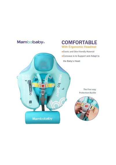Mambobaby Yüzme Simidi - Green Constract, Emniyetli, Gölgelikli Ve Ayak Destekli