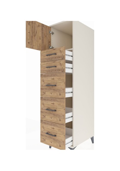 Kronos Dolap Tek Raflı 5 Çekmeceli Tek Kapaklı 44x59x182 Aytaşı-çam Aytası