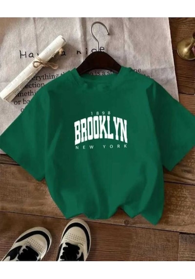 Kozia Outdoors Malkoçbey Broklıyn Baskılı Oversize Unisex Basic O Yaka T-şhirt Yeşil Yeşil