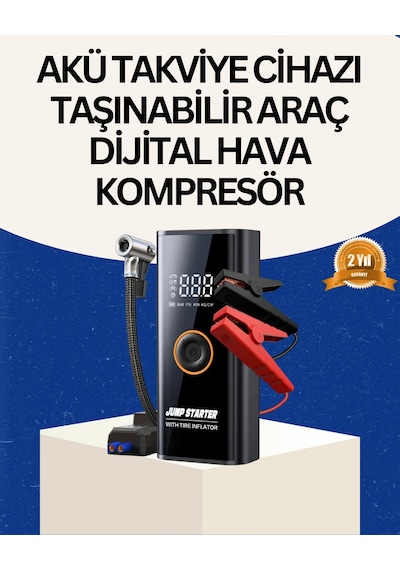 Taşınabilir Akü Takviye Ve Akıllı Lastik Şişirme Pompası