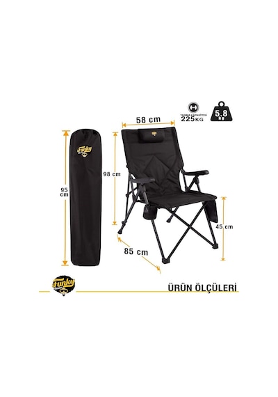 Funky Chairs Comfort 3 Kademeli Sandalye Siyah