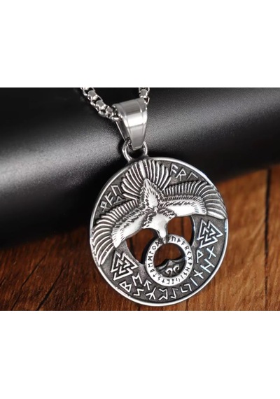 Paslanmaz Çelik Viking Rune Celtic Kartal Kolye Gümüş
