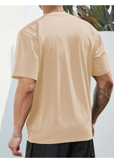 Flood Of Style Unisex Siyah Oversize Bisiklet Yaka %100 Pamuk Live Life Baskılı Bej