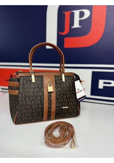 Just Polo Kadın Kahve Taba Gofraj Kabartma Desenli Mıknatıslı Çıtçıt Kapama El Çantası Mh4031mh Kahverengi - Taba