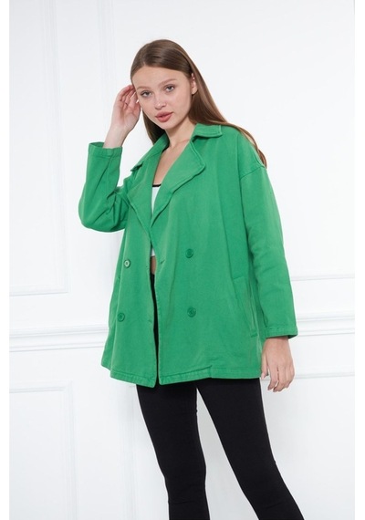 Kadın Benetton Yeşili Oversize Kot Ceket Benetton
