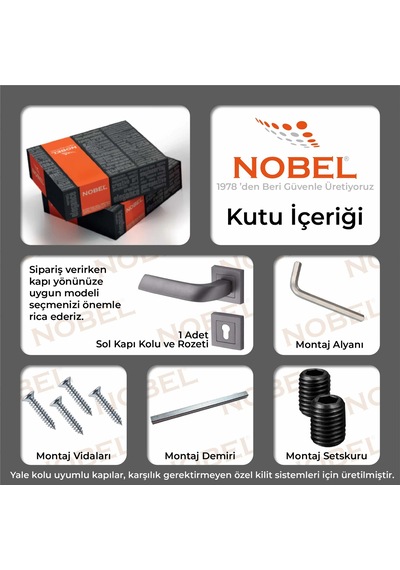 Massimo Kapı Kolu Naturel Titanyum Kare Rozetli Yale Sol