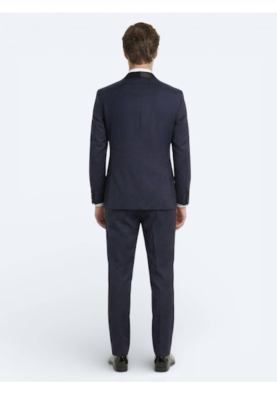 Saks Slim Fit Kelebek Yaka Dokuma Smokin Takım Elbise Saks