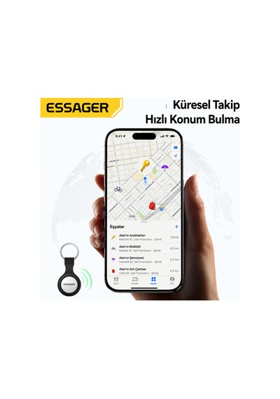 Essager 5'li Akıllı Takip Cihazı Apple Find My Uyumlu Konum Takip Ve Kayıp Eşya Bulucu Smarttag Anahtarlık